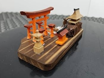 Amazon | 昭和郷土玩具厳島神社鳥居ミニチュア木彫置物民芸品657999